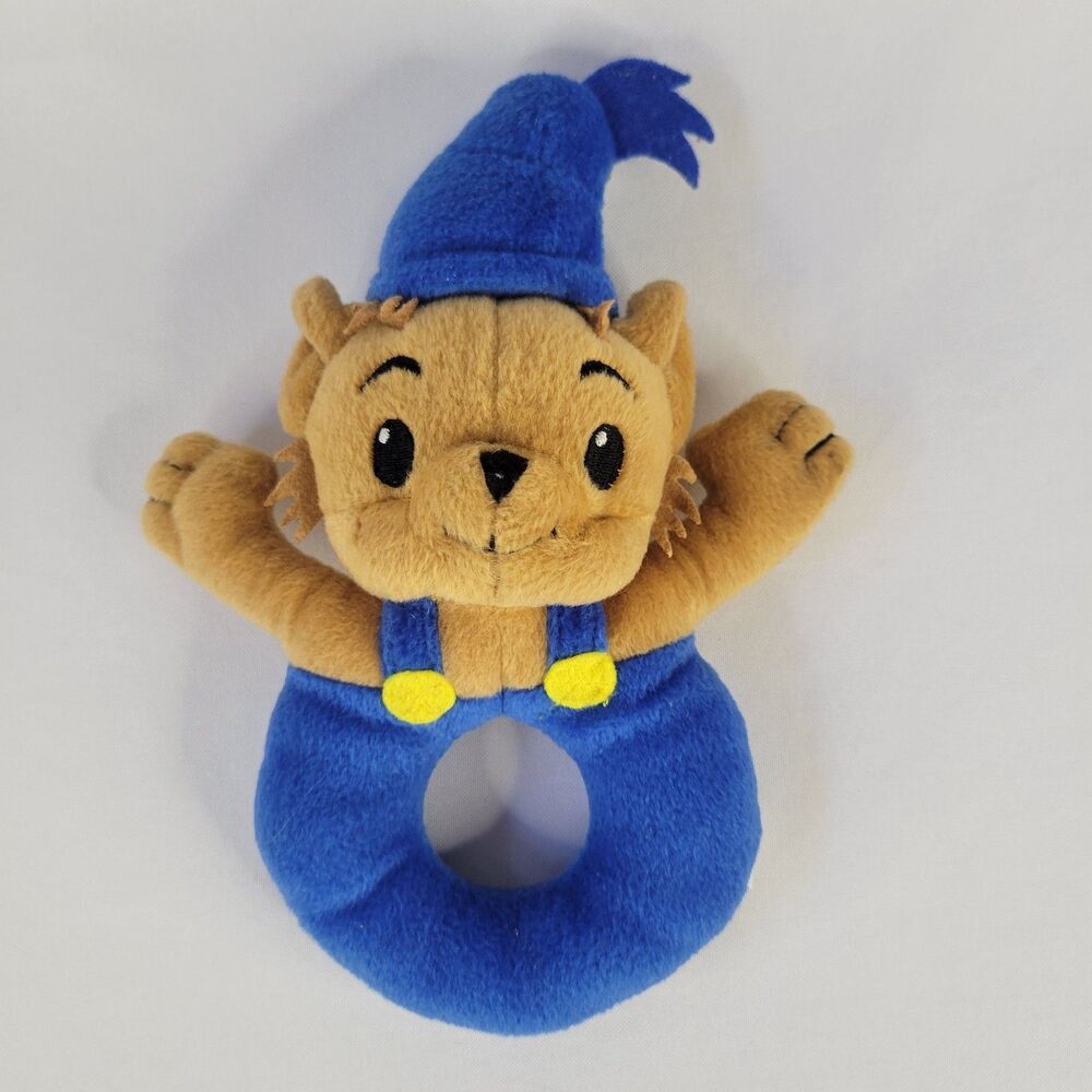 Vtg BAMSE Baby Toy Rattle Plush Worlds Strongest Bear Swedish Cartoon 7" Blue
